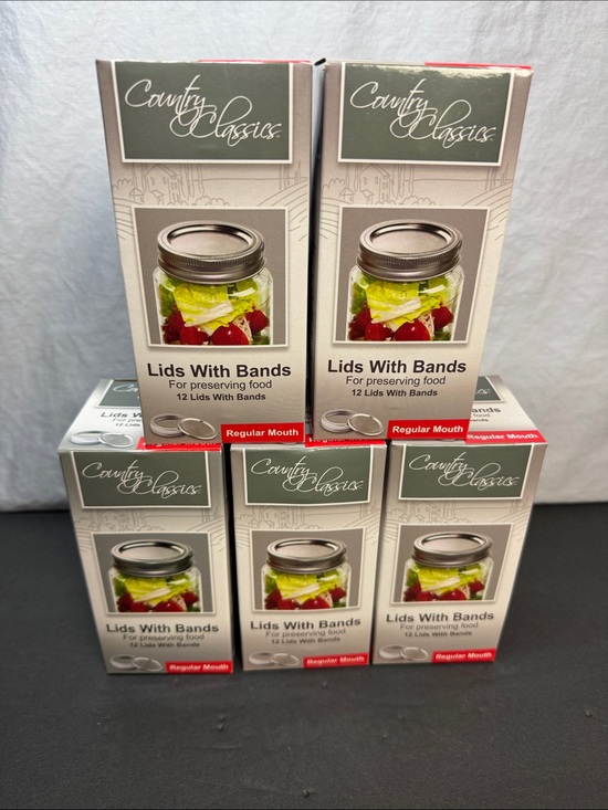 country classic Other - Country Classics Regular Mouth Canning Lids & Bands 5 Boxes 60 Sets New